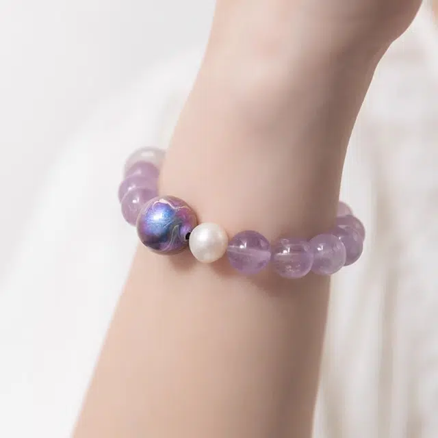 谧月珠宝 紫气东来 学业进步 前程似锦 事业有成 新中式国潮国风小众设计天然 紫水晶 手串 男女同款情侣款