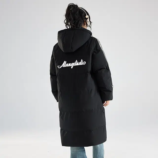 徐太浪 美式中长款过膝保暖面包服侧边撞色条纹设计感加厚连帽上衣外套棉服 男女同款