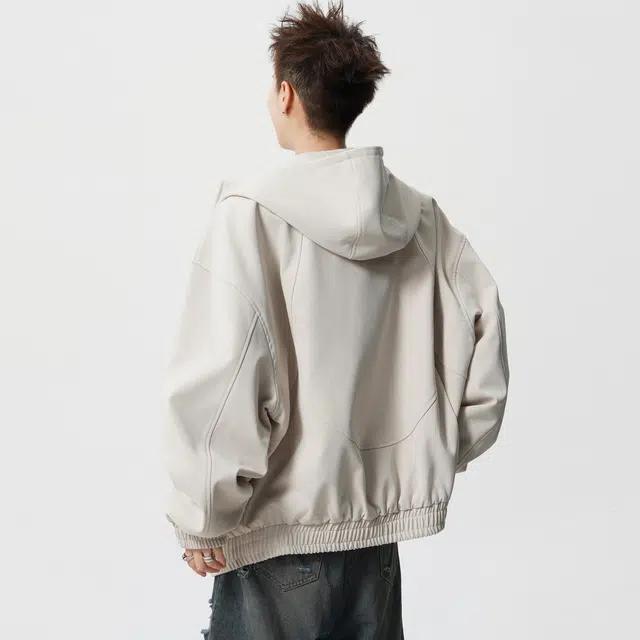 徐太浪 美式重磅解构拼接设计感高街潮牌休闲复古运动百搭开衫短款外套上衣连帽夹克 男女同款