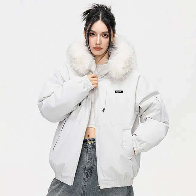 徐太浪 美式高街大毛领连帽外套冬季设计感加厚棉衣棉服 男女同款