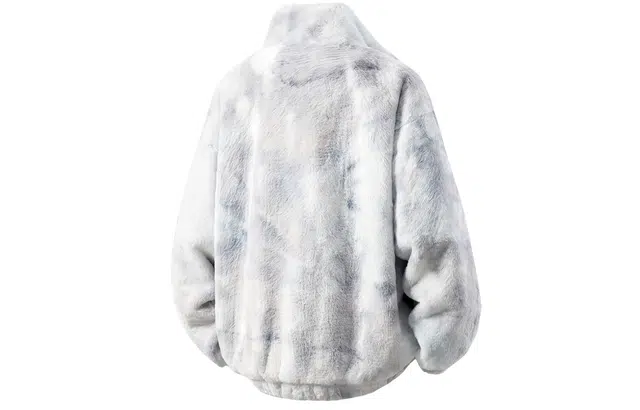 徐太浪 羊羔绒扎染外套仿兔毛立领宽松加厚情侣皮草棉服 男女同款