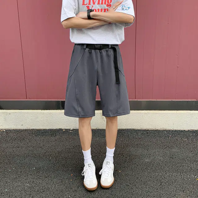 徐太浪 夏季腰带设计宽松直筒速干沙滩裤运动透气凉感五分休闲短裤 男女同款