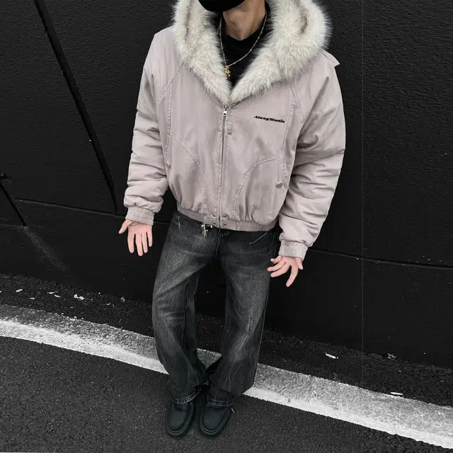 徐太浪 美式复古纯色座山雕连帽重磅帆布加厚保暖棉服 男女同款