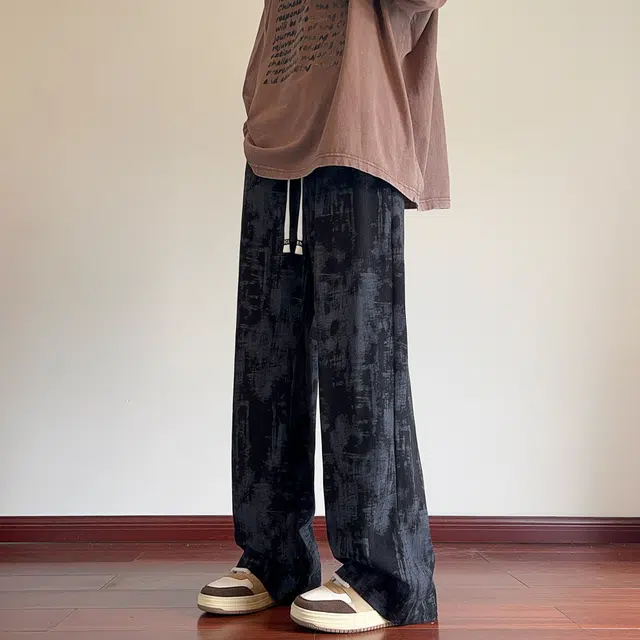 徐太浪 新中式国潮扎染渐变设计抽绳宽松微喇休闲裤 男女同款