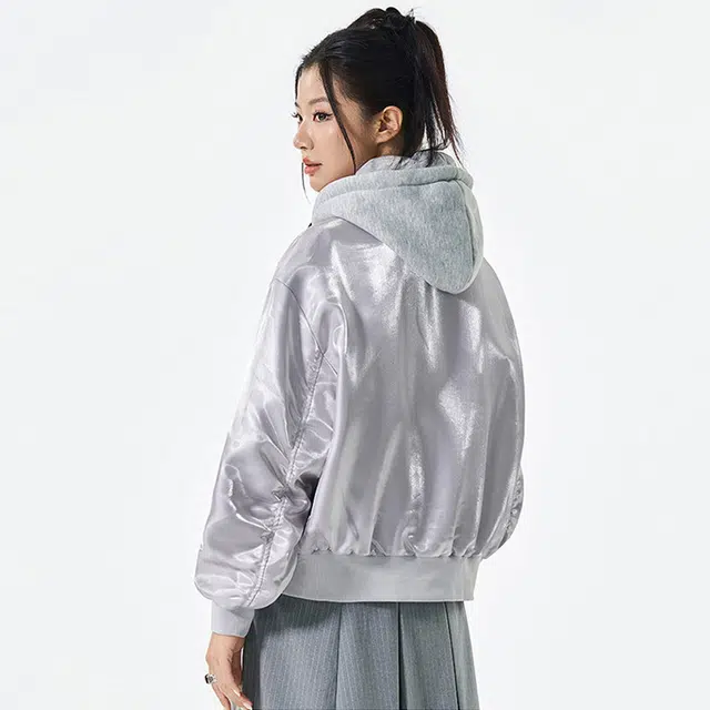 徐太浪 美式复古假两件春秋潮流高街设计感宽松百搭连帽外套夹克 男女同款