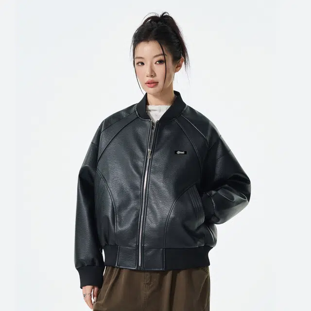 徐太浪 美式复古宽松立领外套春秋季休闲帅气皮衣 男女同款