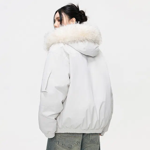 徐太浪 美式高街大毛领连帽外套冬季设计感加厚棉衣棉服 男女同款