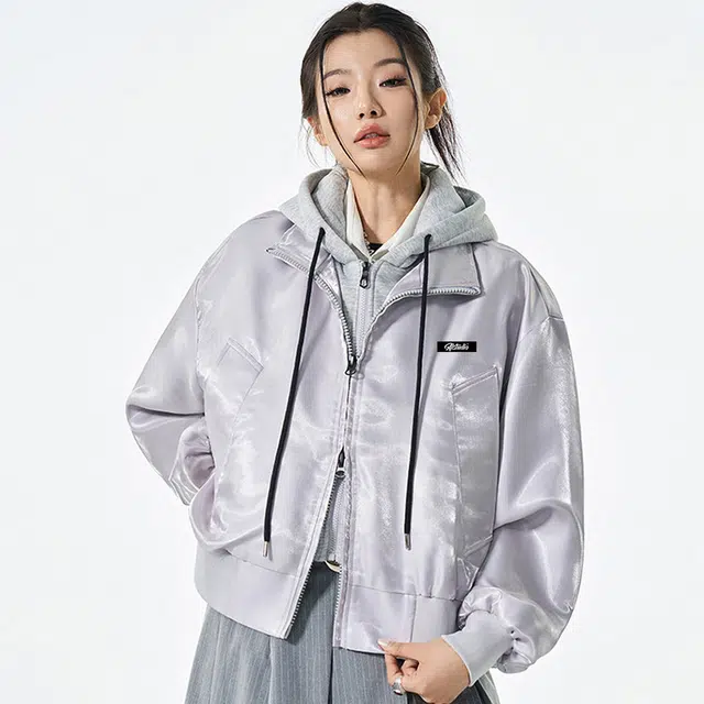 徐太浪 美式复古假两件春秋潮流高街设计感宽松百搭连帽外套夹克 男女同款