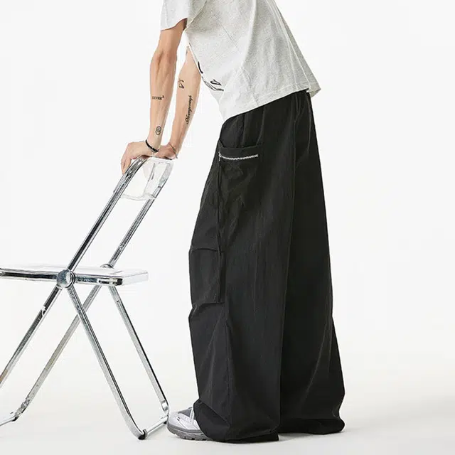 徐太浪 美式高街不规则设计宽松直筒个性百搭休闲裤 男女同款