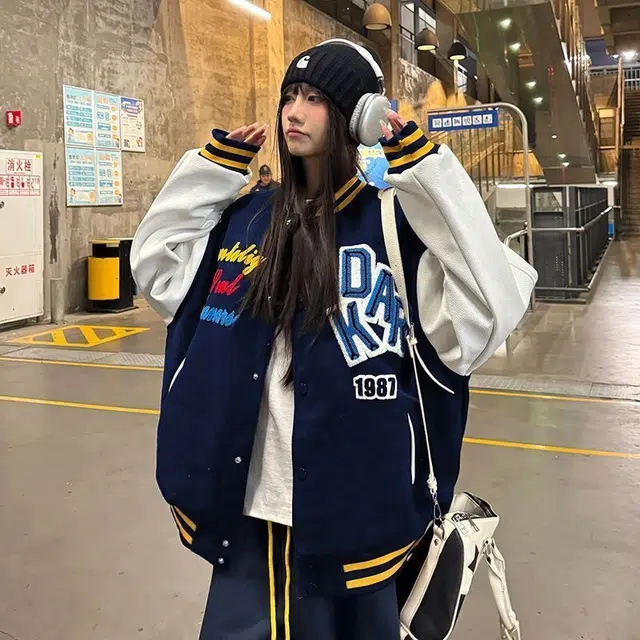 稻草人  美式复古国潮字母刺绣棒球服 男女同款