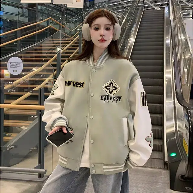 稻草人  潮流经典青春潮牌宽松夹克棒球服 男女同款