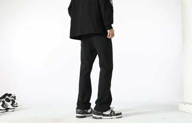 巴塞罗那足球俱乐部 美式复古高街风弹力百搭薄款休闲裤牛仔裤 男女同款