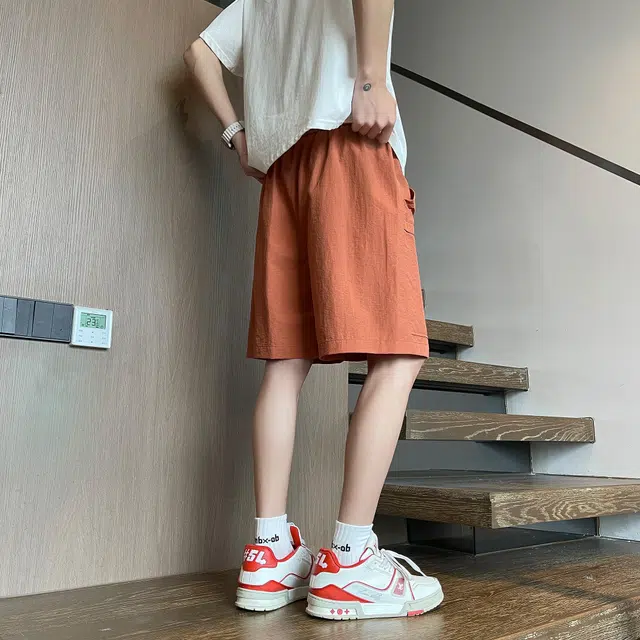 八哥 美式夏季纯色系多巴胺街头高街风基础款百搭时尚宽松舒适透气清凉五分裤休闲短裤 男女同款