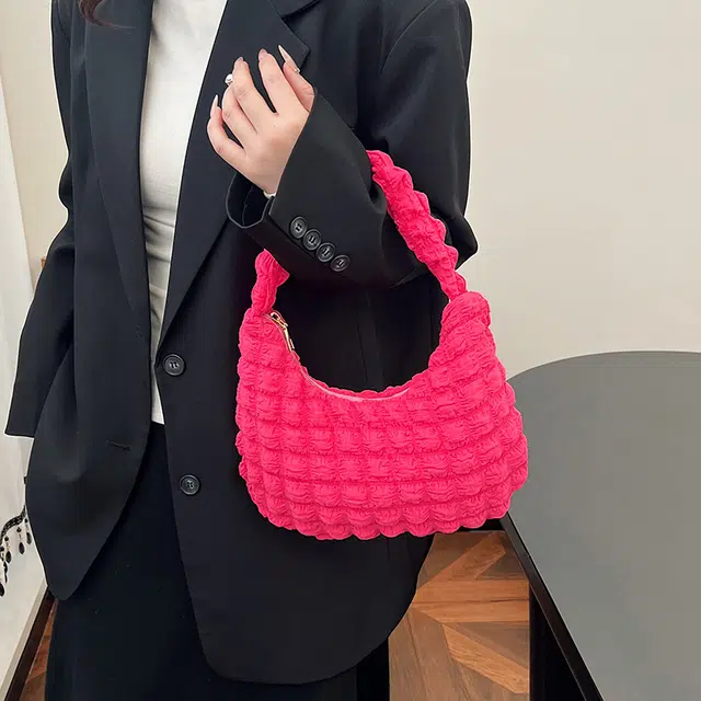 米囹 精致纯色柔美范 小众复古可爱风 轻便女款 轻盈 拎包 小号 青少年 玫红色/白色/粉红色/紫色/黑色