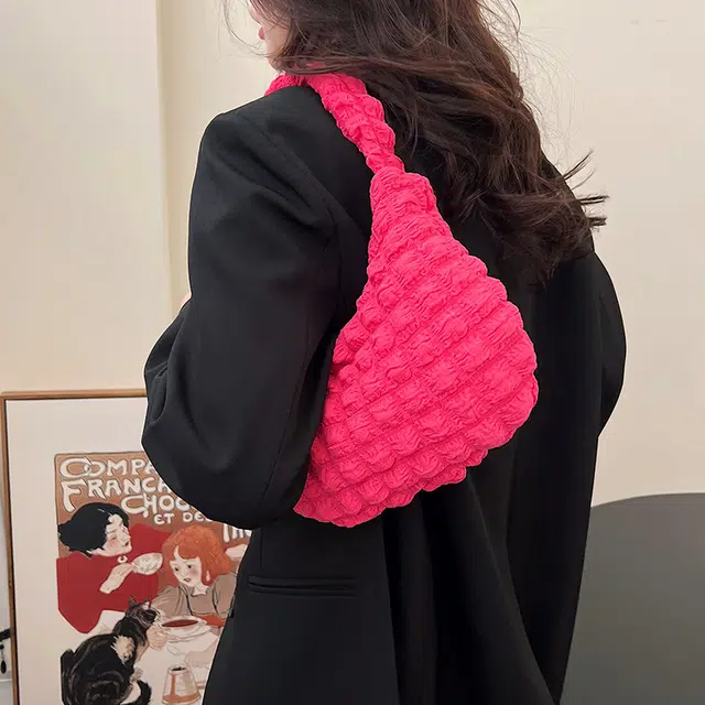 米囹 精致纯色柔美范 小众复古可爱风 轻便女款 轻盈 拎包 小号 青少年 玫红色/白色/粉红色/紫色/黑色