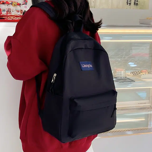 米囹 百搭款初中高中简约复古多功能 加宽肩带舒适男女同款  轻盈 双肩包 常规 黑色/卡其色/藏青色