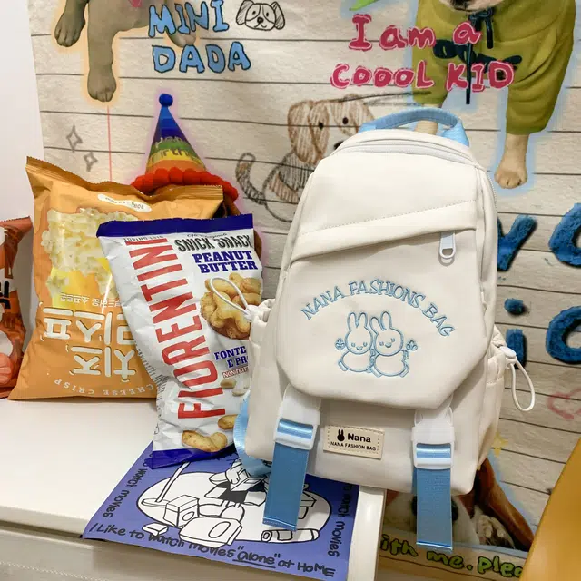 米囹 韩版时尚质地耐磨 可爱兔子图案运动复古  轻盈 斜跨包 中号 白色加公仔/黑色加公仔/粉红色加公仔/紫色加公仔/绿色加公仔