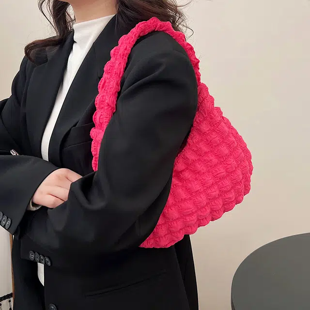 米囹 精致纯色柔美范 小众复古可爱风 轻便女款 轻盈 拎包 小号 青少年 玫红色/白色/粉红色/紫色/黑色