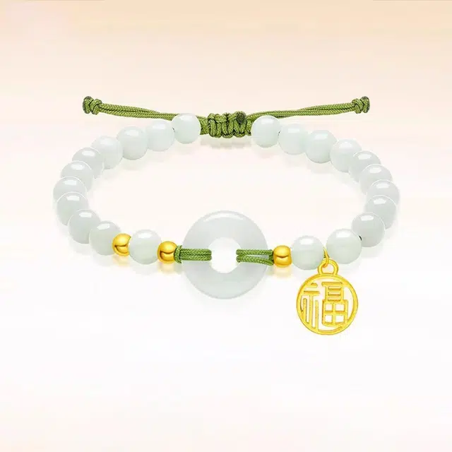 璀璨之心 福字平安扣 国风精致轻奢小众高级感设计时尚百搭气质温柔 浪漫恋爱表白心意礼盒穿搭好物 足金 按克计价 黄金手串 女款