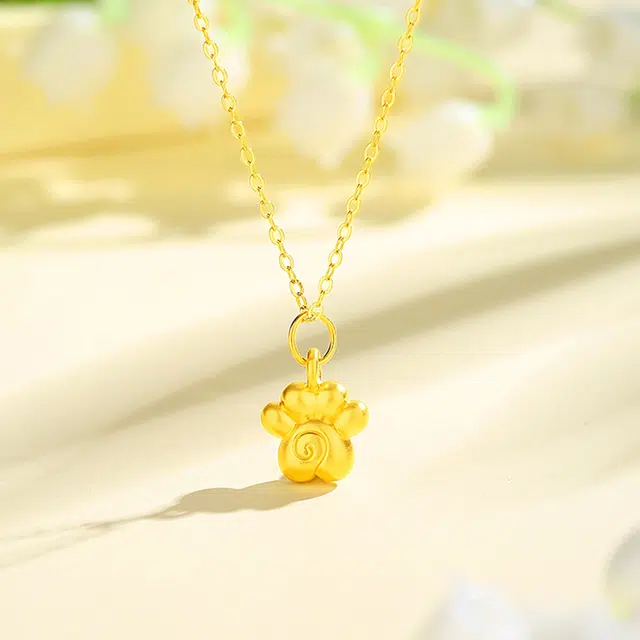 璀璨之心 爱心猫爪 轻奢新中式精致闺蜜女生平安福气质穿搭 恋爱表白日送首饰礼品物妈妈女朋友 足金 按克计价 黄金项链 女款