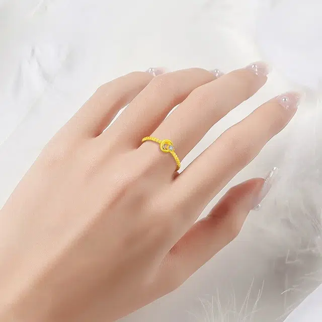 璀璨之心 皓月繁星 轻奢新中式精致闺蜜女生气质穿搭 福气平安恋爱表白日送首饰礼品物妈妈女朋友 足金 按克计价 黄金戒指 女款