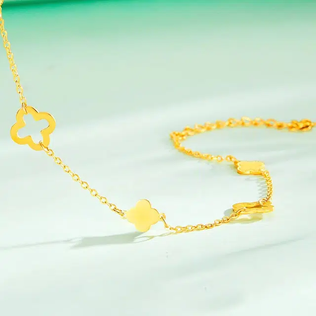 璀璨之心 五花四叶草 轻奢新中式精致闺蜜女生气质穿搭 福气平安恋爱表白日送首饰礼品物妈妈女朋友 足金 按克计价 黄金手链 女款