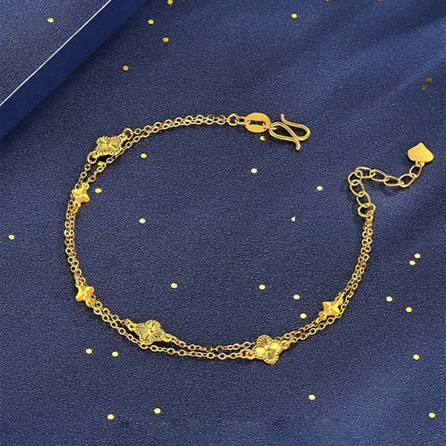 璀璨之心 四叶草 精致轻奢新中式闺蜜女生气质穿搭 福气平安恋爱表白日送首饰礼品物妈妈女朋友 足金 按克计价 黄金手链 女款