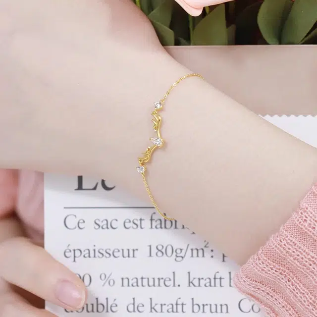 璀璨之心 一鹿有你 精致轻奢高级感小众百搭设计显白温柔优雅气质手饰品 足金 按克计价 黄金手链 女款