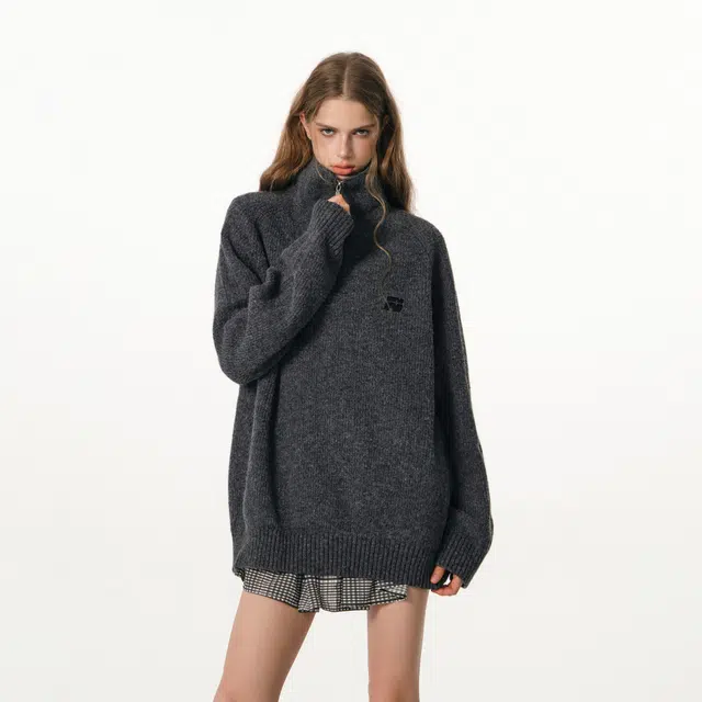FORNINES Wool Blend Half-Zip Sweater