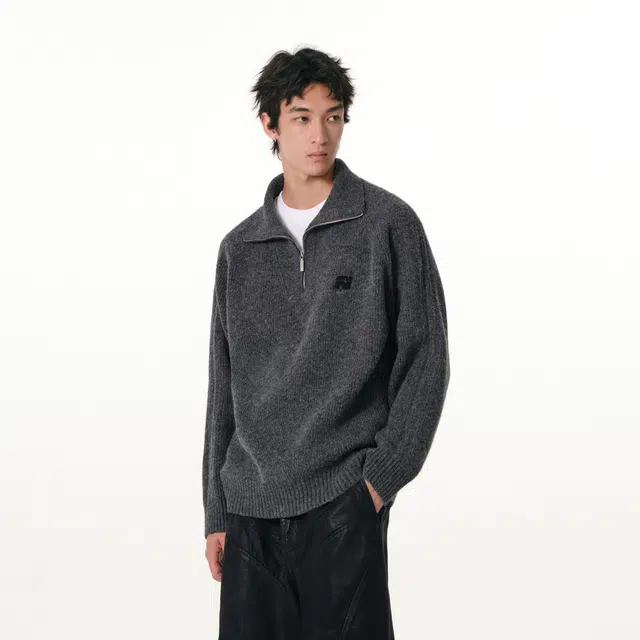 FORNINES Wool Blend Half-Zip Sweater