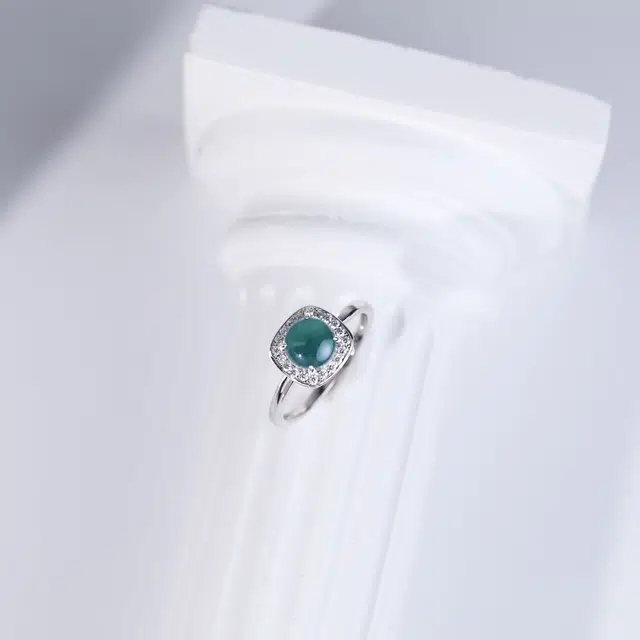 清雪 新中式 国潮  湖水蓝可调节 温柔风 高级感 糯冰 翡翠戒指 男女同款情侣款