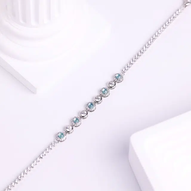 清雪 新中式优雅精致百搭天空蓝翡翠蛋面链 轻奢风小众设计#好运满满 糯冰 手链 女款