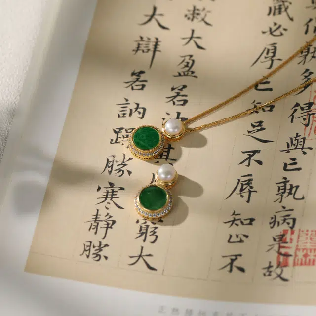 清雪 新中式国风 平安无事牌圆牌  清新精致 轻奢气质高级感 简约大方 糯种 翡翠项链 男女同款情侣款