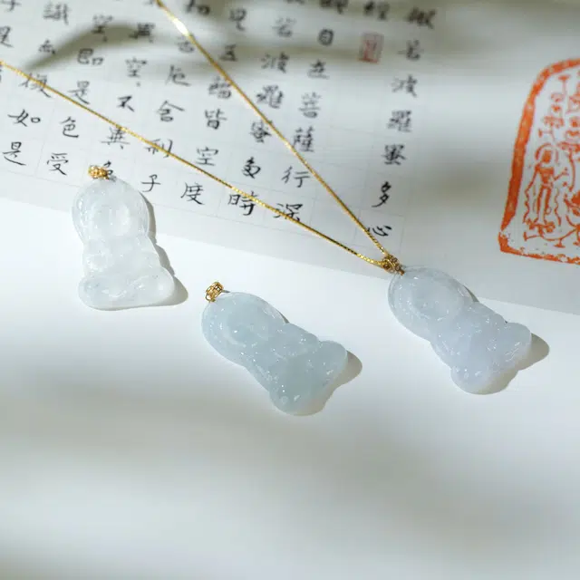 清雪 国风国潮 新中式 宝宝佛 童心守护 好运自然来 糯冰 翡翠项链 男女同款情侣款
