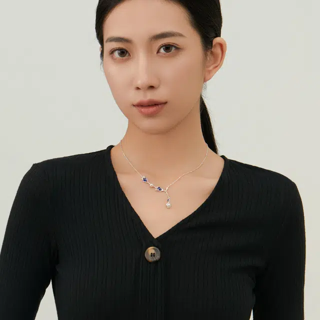 情思意 轻奢小众设计感大气锁骨链 淡水珍珠 项链 女款 银色