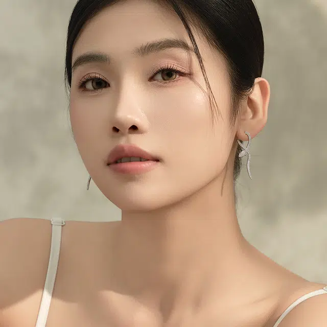 情思意 纯银蛇形 锆石 耳环 女款