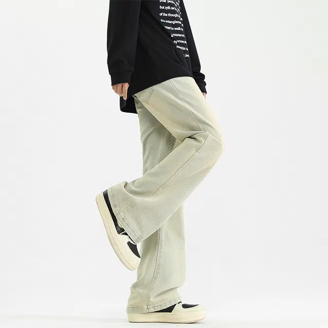 巴塞罗那足球俱乐部 美式复古水洗做旧多风格百搭休闲垂感牛仔裤 男女同款