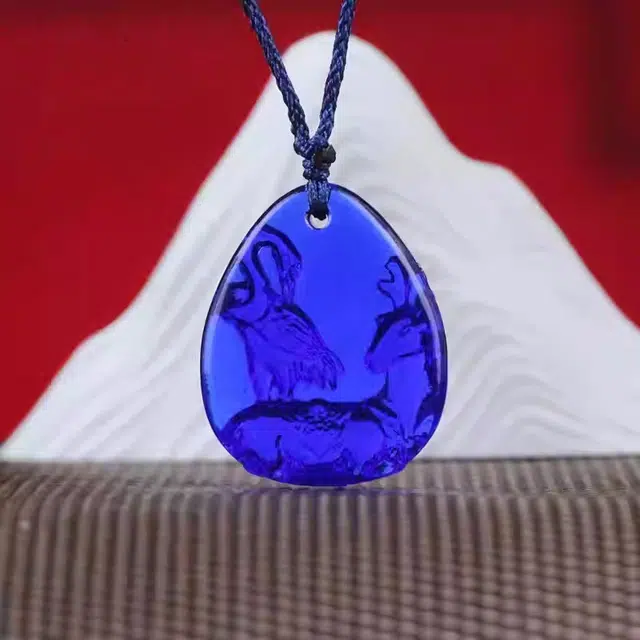 媚之吻 集雅轩宋韶光大师蛇年吉祥物 属龙 鹿鹤长春 吉祥 琉璃 项链 男女同款情侣款