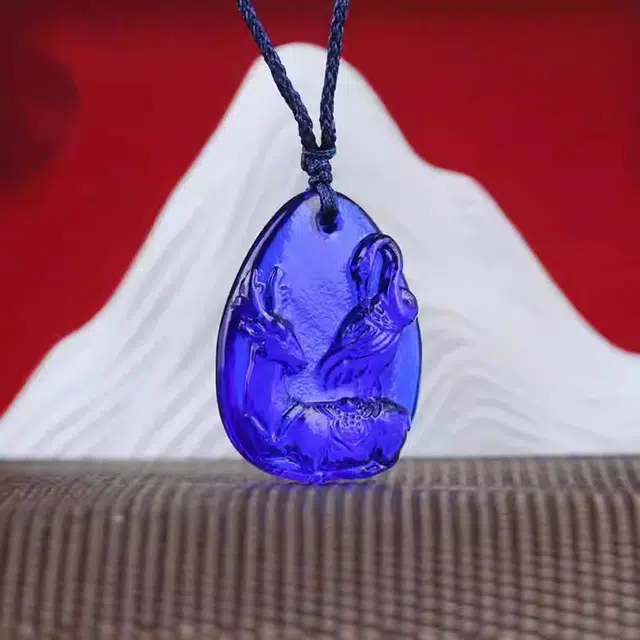 媚之吻 集雅轩宋韶光大师蛇年吉祥物 属龙 鹿鹤长春 吉祥 琉璃 项链 男女同款情侣款