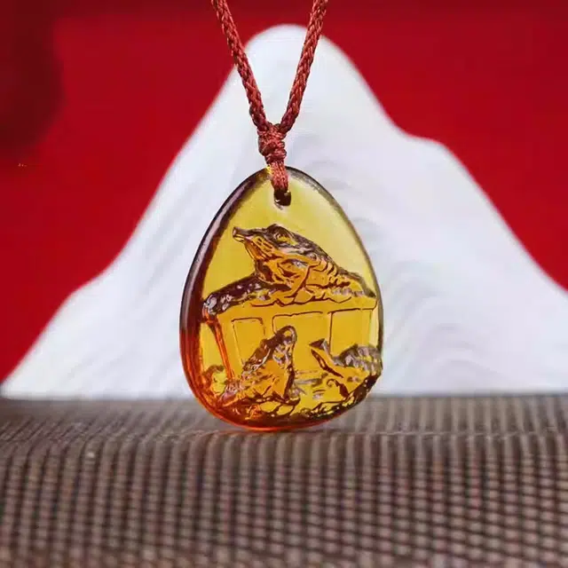 媚之吻 集雅轩宋韶光大师蛇年吉祥物 属猴 财源广进 吉祥 琉璃 项链 男女同款情侣款