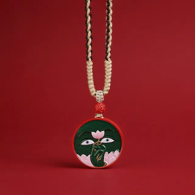 媚之吻 彩绘般若佛眼护身符吉祥礼 再造辰砂朱砂 玉石项链 男女同款情侣款