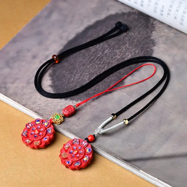 媚之吻 原矿帝王砂八宝莲花 六字真言本命年十字金刚杵 再造辰砂朱砂 吊坠 男女同款情侣款