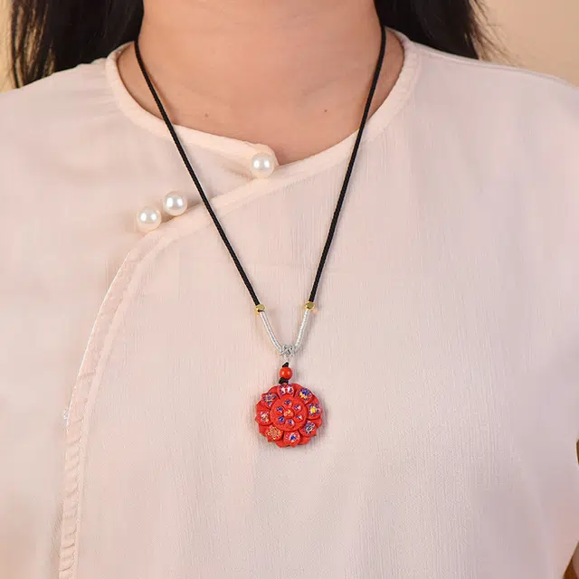 媚之吻 原矿帝王砂八宝莲花 六字真言本命年十字金刚杵 再造辰砂朱砂 吊坠 男女同款情侣款