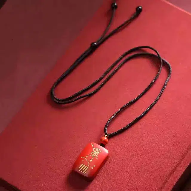 媚之吻 本命年太岁吊坠九紫离火护身符吉祥物饰品再造辰砂 朱砂 项链 男女同款情侣款