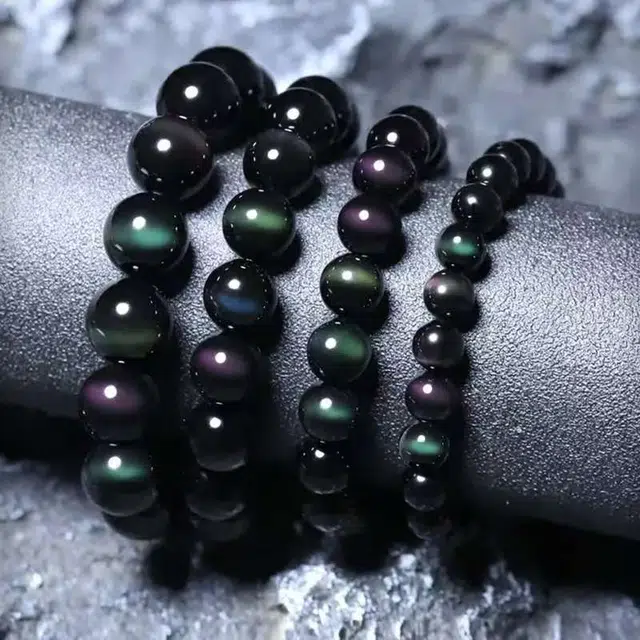 媚之吻 彩虹眼吉祥礼 黑曜石 手串 男女同款情侣款