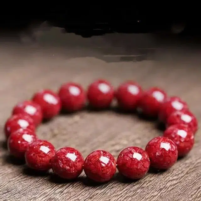 媚之吻 本命年透光晶体砂颗粒护身符吉祥 朱砂 玉石手串 男女同款情侣款