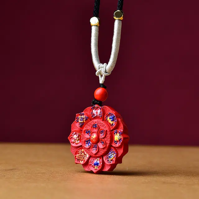 媚之吻 原矿帝王砂八宝莲花 六字真言本命年十字金刚杵 再造辰砂朱砂 吊坠 男女同款情侣款