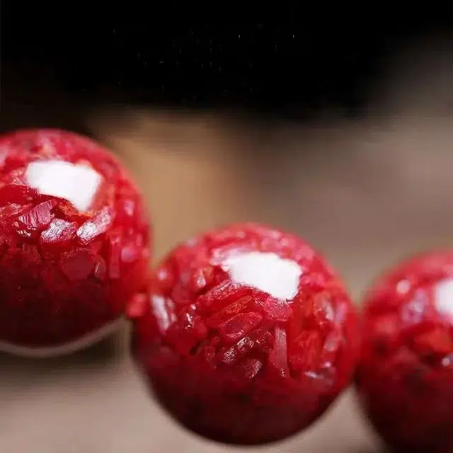 媚之吻 本命年透光晶体砂颗粒护身符吉祥 朱砂 玉石手串 男女同款情侣款