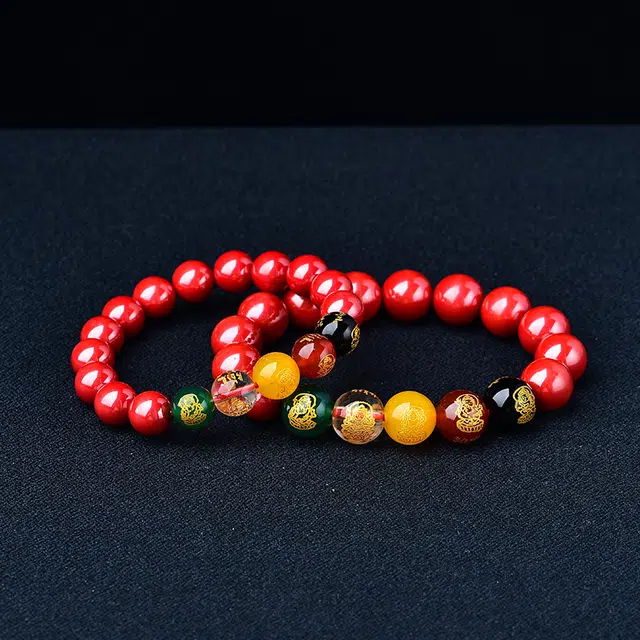 媚之吻 五路 财神 再造辰砂朱砂 手链 男女同款情侣款