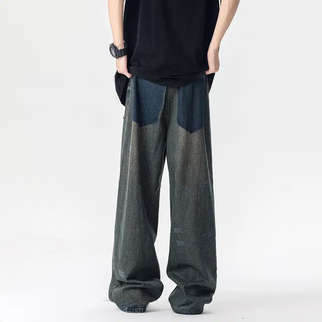 HUANQIU Vintage Streetwear Denim Pants